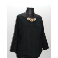 Bluzka Camea czarna z błyszczącym panelem - styl Oversize